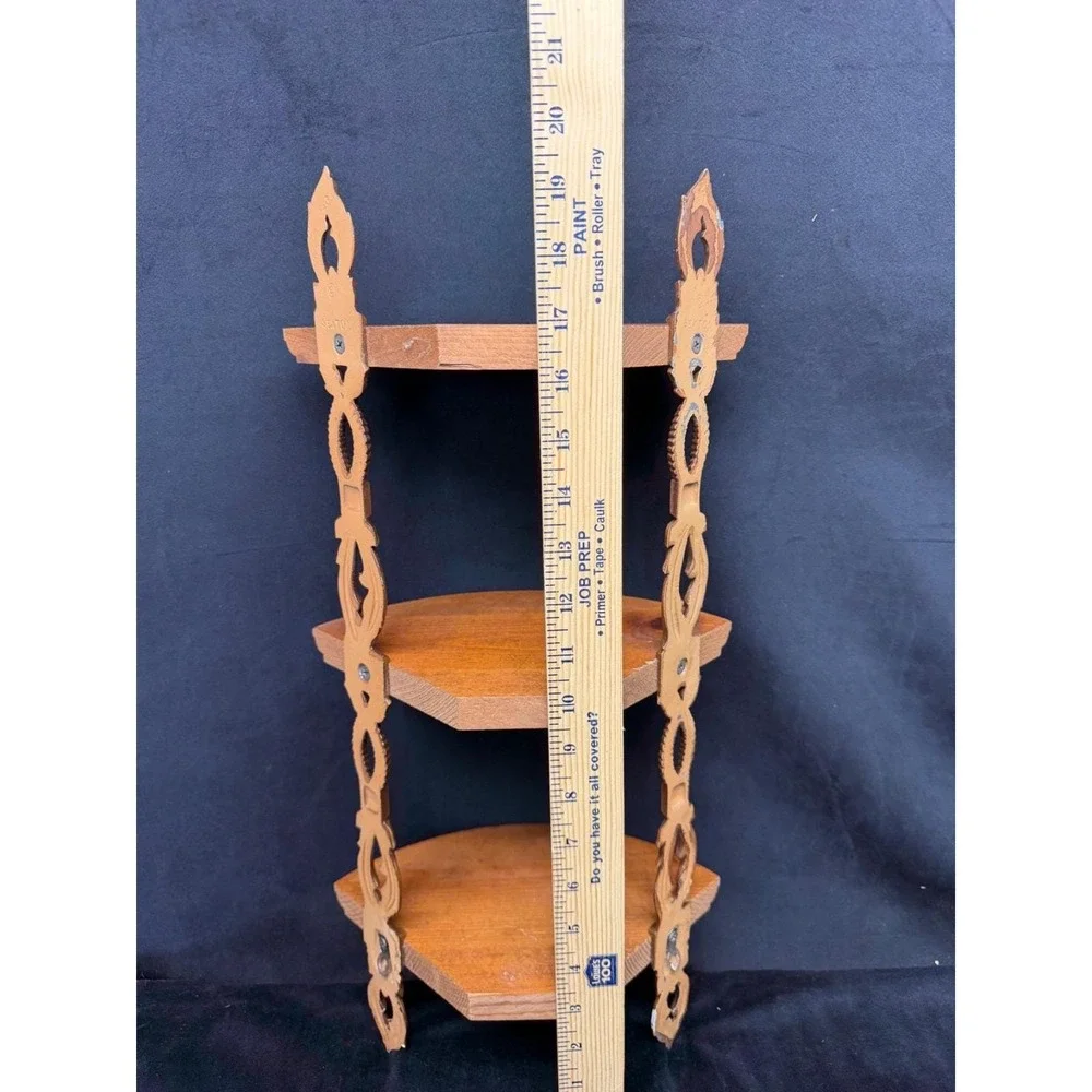 Vintage Sexton 3 Tier Corner Wall Mount Shelf Filagree Cottage Core 20